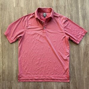 FootJoy Athletic Fit Striped Red & Grey Short Sleeve Polo Size Large